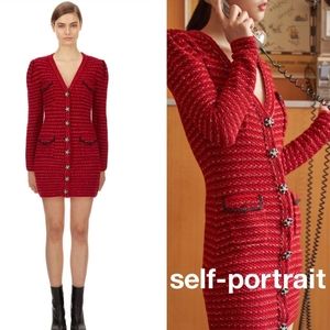 Self-Portrait Red Melange knit dress size M